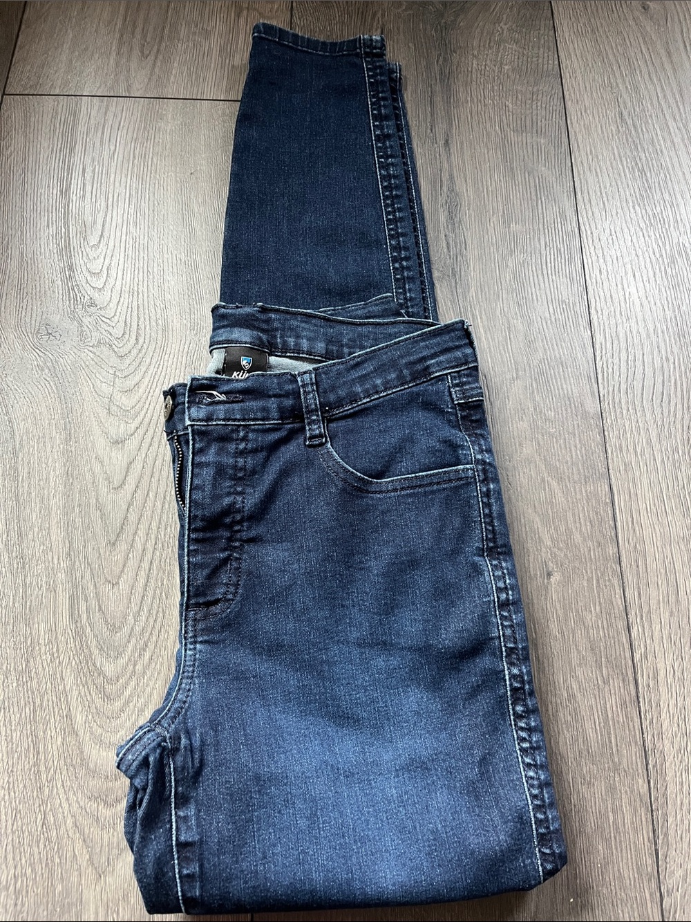 Kuhl Women's Skinny Jeans in Dark Indigo Blue with a Tapered Leg